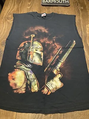 Buy Official Star Wars - Men’s Large Black Boba Fett T.Shirt With Sleeves Removed. • 12£