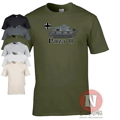 Buy Panzer 3 Tank WW2 German Military Artillery Armour T-shirt World Of War Tanks • 14.99£