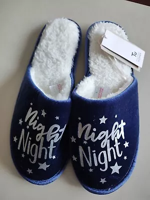 Buy Nwt Tu Size L 7/8 Uk Midnight Blue Night Night Slippers Rubber Soles Cosy • 6.99£