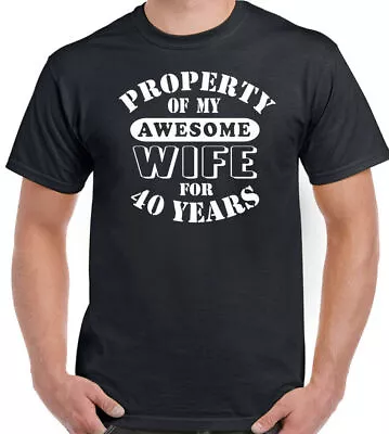 Buy 40th Wedding Anniversary T-Shirt Mens My Awesome Wife Funny Gift 40 Year Husband • 10.99£