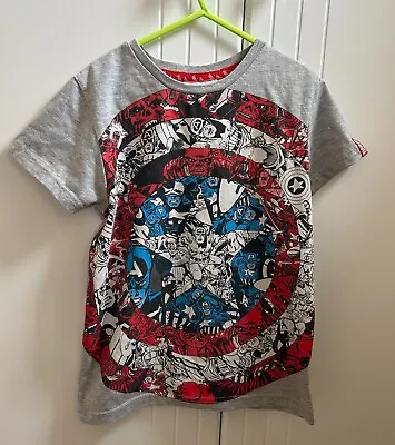 Buy Boys Grey Short Sleeved Captain America T-shirt Size 8-9 Years • 3£