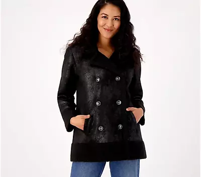 Buy NEW Candace Cameron Bure Women's Jacket Sz XS Sherpa Lined Faux Suede BLACK • 38.42£