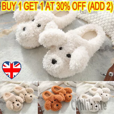 Buy Poodle Dog Cute Animal Home Comfy Fleece Slip On Slippers Winter Warm Shoes • 9.49£