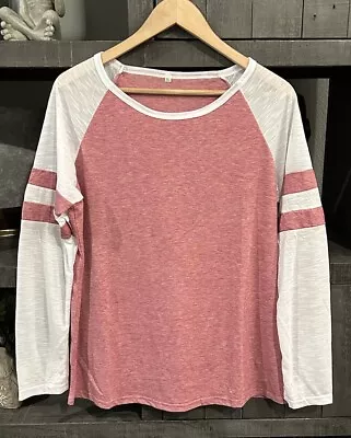 Buy New: Women’s Long Sleeve Colorblock Raglan T-Shirt, Heather Rose/White, XL • 12.30£