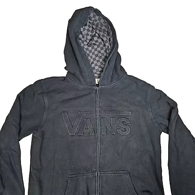 Buy VANS Zip Up Hoodie Van's Logo Spellout Youth Size Xl Black Distressed  • 3.11£
