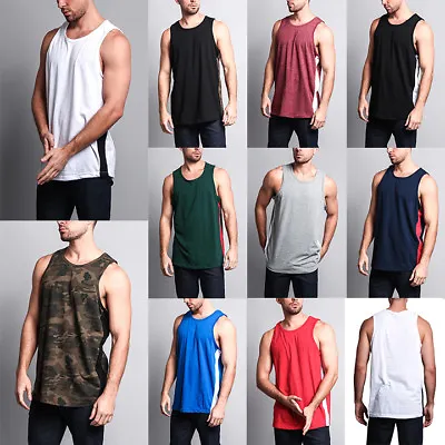 Buy Victorious Men's Basic Tank Top With Accent Band Sleeveless T-SHIRTS - TT49-F1C • 12.27£