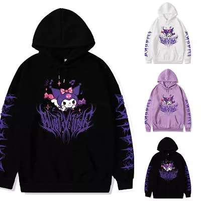 Buy Cartoon Print Kawaii Kuromi Hoodie Sweatshirt Grunge Gothic Punk Loose Pullover • 19.89£