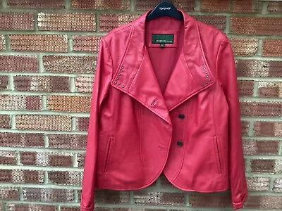 Buy Ladies Red Leather Jacket ( Hide Park) Size L 14-16 Top Grade Hide , Stud Detail • 30£