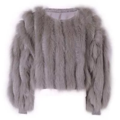 Buy Real Fur Sweater Women Loose Knitted Jumpers Pullover Winter Autumn Jacket Tops • 176.26£