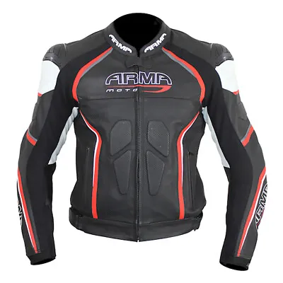 Buy ARMR Moto Harada R Leather Motorcycle Motorbike Sports Jacket - Black Red • 179.99£