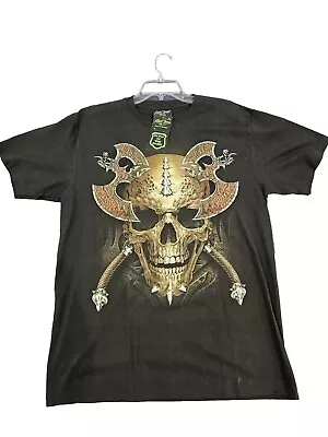 Buy Black T-Shirt Rock Chang Original Colorful Myth Skull Glow In The Dark Unisex. L • 28.41£