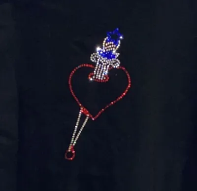 Buy Bling Black Rhinestones T-Shirt Size Medium ‘Dream On’ Dagger Through The Heart • 8£