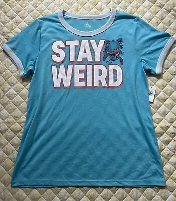 Buy Women’s Cut Disney Stitch Shirt Ringer Tee Size Medium Stay Weird Blue New  • 17.52£