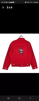 Buy TOMMY JEANS Womens Red Denim Jeans Jacket UK S M 8 10 12 NEW • 39.99£