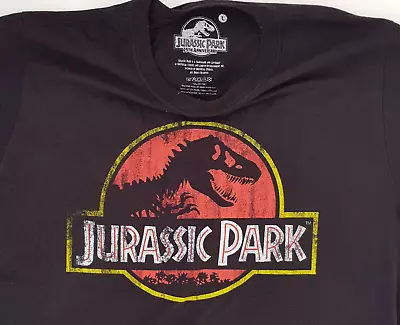 Buy Jurassic Park 25th Anniversary Distressed Logo T-shirt Black Mens Size L • 7.95£