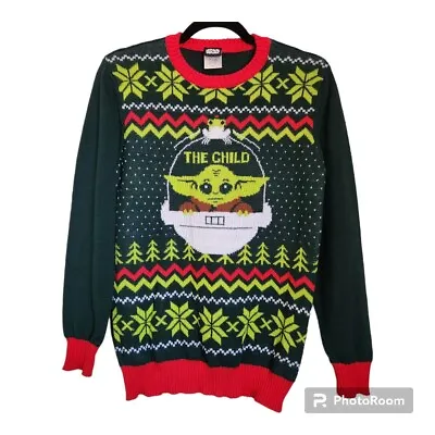 Buy Star Wars Youth Mandalorian The Child Grogu Knit Ugly Sweater Sz XL Multicolor • 14.48£