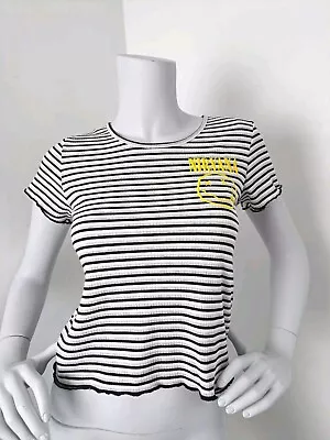 Buy Nirvana Size 12 Tee T-Shirt Cropped, Stripe, Officially Licenced, Very Good Cond • 7£