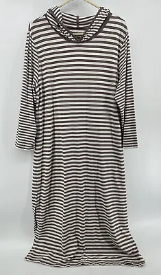 Buy Soma Tranquility Hoody Dress Womens Size 2 / 14 Long Sleeve Dark Purple Stripes • 20.35£