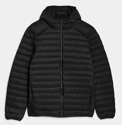 Buy DOWN FEATHER PUFFER JACKET COAT PARKA Medium Black Hooded ANORAK Marks Spencer • 14.99£