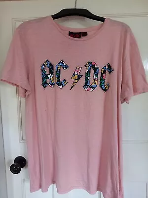 Buy AC/DC Rock Band Apricot Flower Floral Pretty Logo T-shirt Women's Size 16 • 1.70£