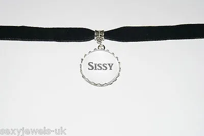 Buy Sissy Black Velvet Choker Necklace Jewellery Fetish Bondage Sub Cuckold Collar • 15.95£
