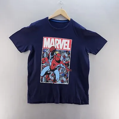 Buy Marvel Comics Mens T Shirt Large Blue Spiderman Comic Graphic Print Logo  • 8.54£