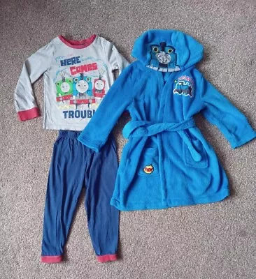 Buy Boys Age 2-3 Years Thomas The Tank Engine Pyjamas Matching Set PJs Dressing Gown • 5.99£