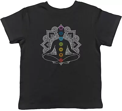 Buy Chakra Symbols Mandala Flower Yoga Meditation Kid T-Shirt Boy Girl Gift • 5.99£