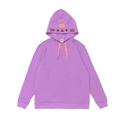 Buy Pusheen The Cat Purple Bat Fall Hoodie Sweatshirt Cat Face Wings Size L **READ • 23.62£