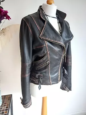 Buy Vintage 80's Distressed Brown Soft Real Leather Zip Biker Jacket 10 34  Bust • 35£