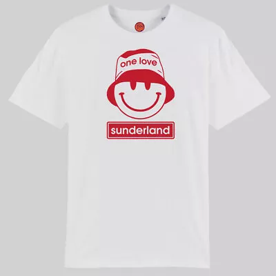 Buy One Love Smiley White Organic Cotton T-shirt For Fans Of Sunderland Gift • 22.99£