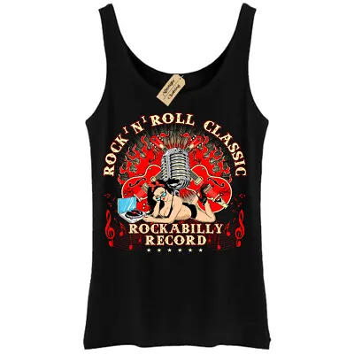 Buy Rock N Roll Classic T-Shirt Rockabilly Record Vest Womens • 12.95£