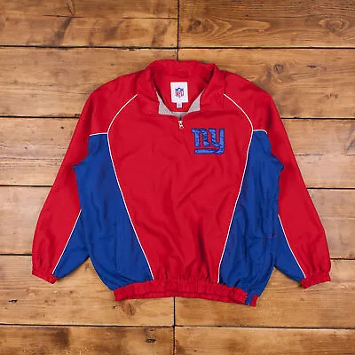Buy Vintage NFL Windbreaker Jacket L New York Giants Quarter Zip Red Zip • 36.44£