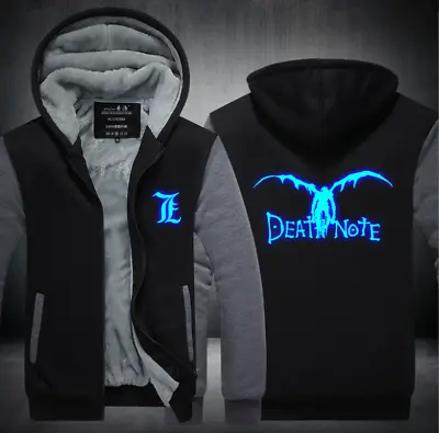 Buy Death Note Night Glow Thick Zipper Jacket Coat Men Winter Fleece Warm Sweatshirt • 44.39£