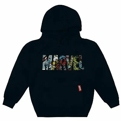 Buy Marvel Kids Logo Characters Hoodie Jumper Sweater Navy Official • 13.99£