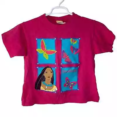 Buy Vintage 90s Disney Pocahontas T Shirt Girls Large Pink Single Stitch USA Made • 19.29£