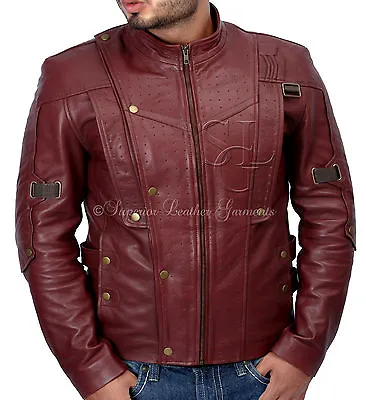 Buy Guardians Of The Galaxy STARLORD Chris Pratt Red GENUINE HALOWEEN Leather Jacket • 79£