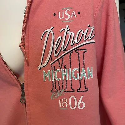 Buy Detroit Mi. Womans Hoodie Full Zip Peach Color Size Medium Euc • 4.02£