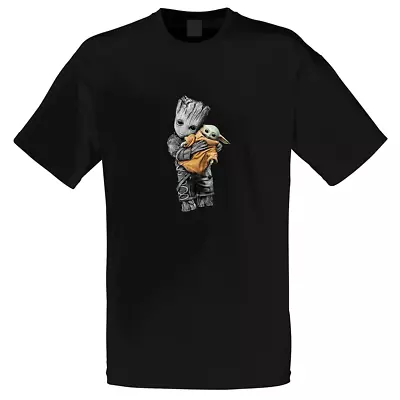 Buy Baby Yoda Baby Groot Mens T Shirt Funny Cute Cool Design Star Avenger Jedi Wars • 12.98£