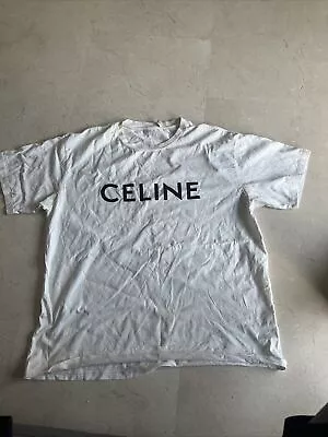 Buy Celine Men’s T Shirt - Large White - Fair Condition  • 69£
