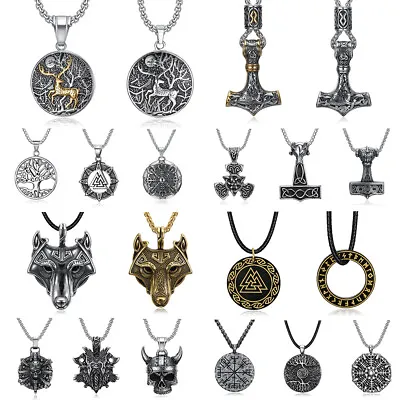 Buy Men's Viking Necklace Pendant Slavic Celtic Knot Jewelry Amulet Stainless Steel • 7.19£