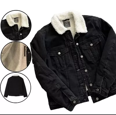 Buy ExBrand Ladies Sherpa Fleece Fur Lined Denim Jacket Collar Cotton • 11.94£