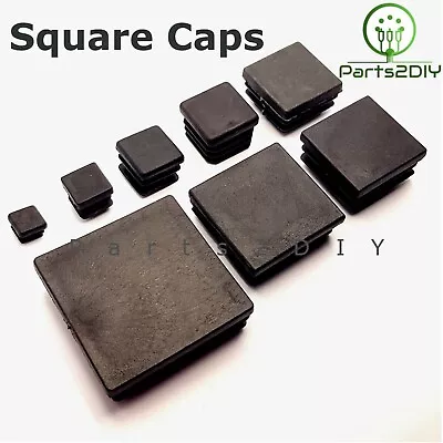 Buy Square Plastic Black Blanking End Caps Box Section Tube Pipe Inserts Plug UK • 2.82£