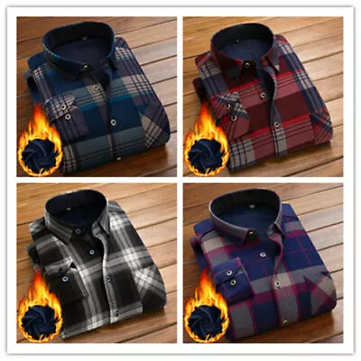 Buy Mens Padded Shirt Fur Lined Lumberjack Flannel Work Jacket Warm Thick Casual Top • 16.88£