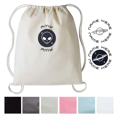 Buy Personalised PE Bag Any Name Kids Drawstring Cotton Gymsac Swimming School Sport • 11.35£