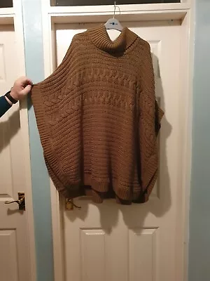 Buy Arcadia Chunky Knit Brown Cape/ Wrap In Plus Size 24-32 BNWOT • 24£