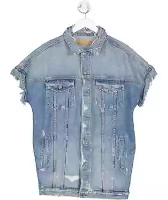 Buy GRLFRND Denim Blue 'wilder' Oversized Trucker Vest Dress/jacket UK XS • 15£