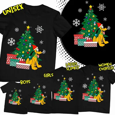 Buy Merry Christmas Santa Claus Xmas Tree Pluto Dog T-Shirt#MC • 6.99£