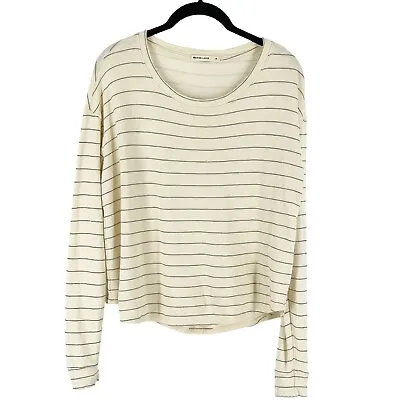 Buy Marine Layer Double Layer Cream Black Stripe Long Sleeve Jersey Pullover Top M • 33.78£