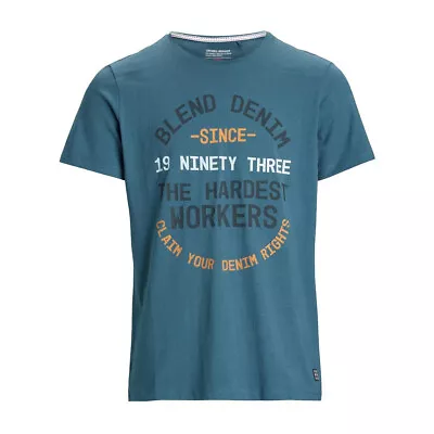 Buy Blend Mens T-Shirt Straight Cut Logo Short Sleeve Top Straight Cut Front Print • 5.99£